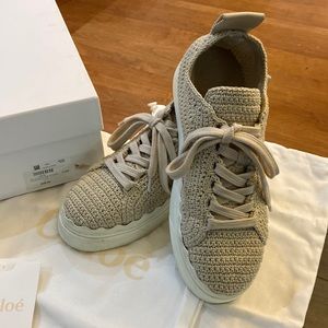 Chloe Eggshell Knit Crochet Sneakers